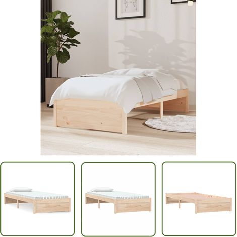 The Living Store Massivholzbett ohne Matratze 75x190 cm - Massivholzbette - Kiefernholzbette - Einzelbett - Jugendzimmer - Kleines Bett (1/5)