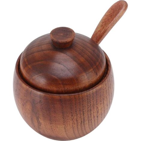 Pot à sucre et à épices EcoWood, résistant et de qualité alimentaire, idéal pour la maison, les hôtels, les buffets et les fêtes. (1/5)