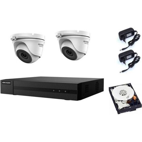 KIT VIDEOSORVEGLIANZA HIKVISION DVR 4 CANALI 2 TELECAMERE DOME 2 MPX HD 500gb