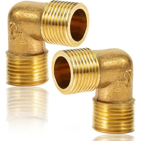 Brass Elbow 90 Degree 1" AG to 1" AG to 1" AG DN25 Brass Pipe Elbow 90° External Thread x 1" External Thread Sanitary Fittings Drinking Water (1/5)