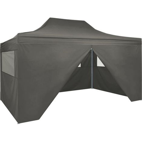 Tente de réception pliable Tonnelle de Jardin - Rapide à Installer avec 4 parois latérales 3 x 4,5 m Anthracite BV894592 - BonneVie (1/5)