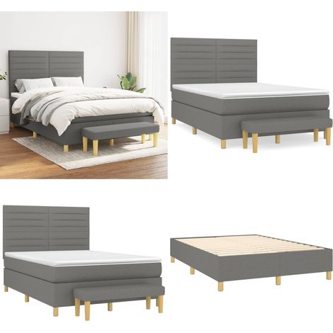 Boxspringbett mit Matratze Dunkelgrau 140x190 cm Stoff - Boxspringbett - Doppelbett - Bettenrahmen - Matratze - Betttisch - Home & Living (1/5)
