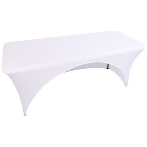 QORVA-Housse de table extensible en polyester et élasthanne, dos ouvert – 120 cm, blanc