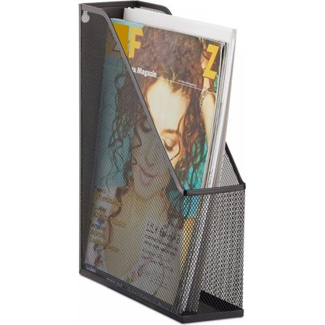 black mesh magazine rack newspaper rack magazines document holder metal A4 to C4 wall mounting (1/5)