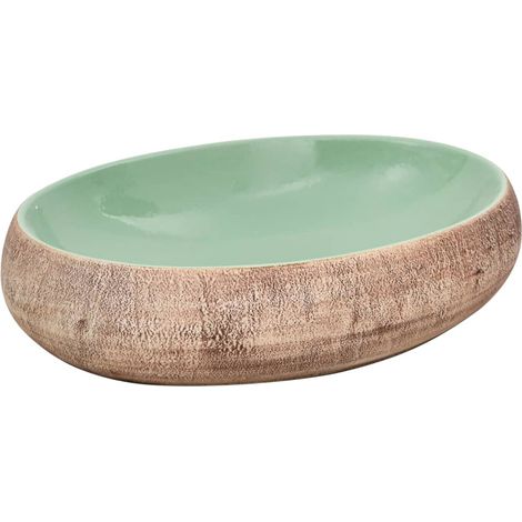 Maison Exclusive - Lavabo da Appoggio Verde e Marrone Ovale 59x40x15 cm Ceramica