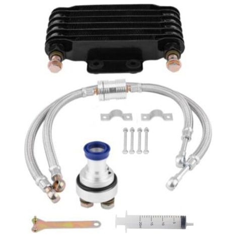 ZDETGU Refroidissement Rapide de L'huile Moteur, Réduit L'usure du Moteur, Augmente la Puissance avec le Kit de Système de Refroidissement D'huile de Moto pour Moteur (BLACK) (1/5)