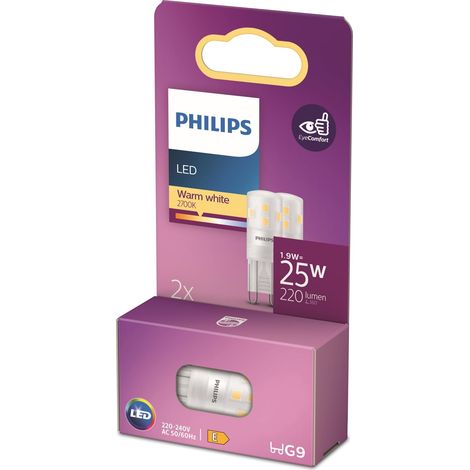 LED ampoule standard, Equivalent 25W halogene, culot G9, éclairage blanc chaud 2700K, 2 pack, nouvelle génération (1/5)