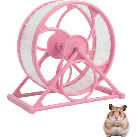 Roue Hamster Silencieuse 14cm, Roue d'exercice Anti-dérapante & sans Bruit, Boule Hamster pour Hamsters Nain, Gerbille, Souris, Cage Cochon d'Inde, Accessoire, Jouet Fitness Stable avec Support (1/4)