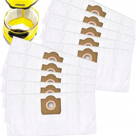 10 sacchetti sintetici resistenti per aspirapolvere Karcher WD3 SE4001