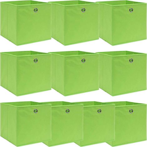 vidaXL Boîtes de rangement 10 pcs Vert 32x32x32 cm Tissu (1/5)