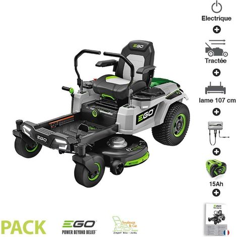 Tondeuse à gazon Zero Turn batterie 15Ah chargeur mural inclus Ego coupe 107 cm ZT4201E (1/5)