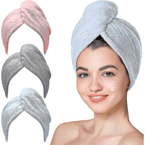 Mikrofaser-Haarhandtuch, 3er-Pack Haarturbane für nasses Haar