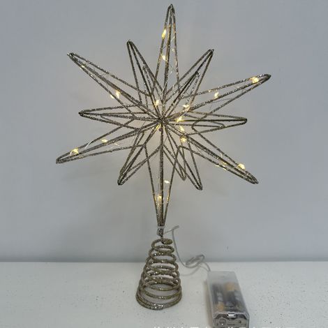 Estrella navideña de hierro forjado, accesorio para árbol de Navidad, estrella de cinco puntas, adorno para árbol de Navidad (1/5)