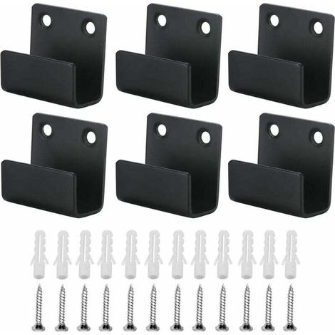 Crochets muraux en acier inoxydable noir – Lot de 6 crochets robustes – Dimensions 35x40x15mm – Capacité de charge 60kg