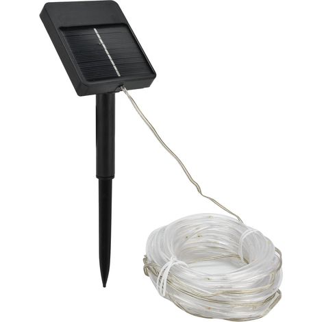 Guirlande solaire 7m 50 LED tube étanche extérieur déco jardin blanc chaud (1/5)