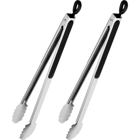 Pinces à barbecue, pinces de cuisine, en acier inoxydable, adaptées à la cuisson, aux grillades et aux buffets (44,6 cm, lot de 2)