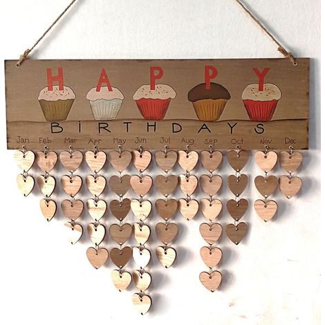 Calendrier En Bois - Tableau De Rappel Familial Avec Disques En Bois - Pour Anniversaires Et Événements Spéciaux - 50 Pièces (1/5)