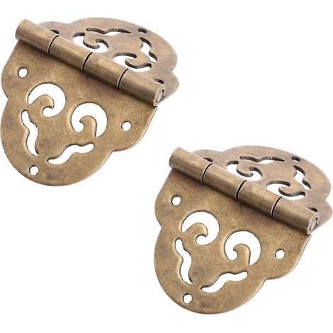Gatuida Lot de 2 charnières antiques en laiton pour portes de meubles et abris de jardin, finition lisse (1/5)