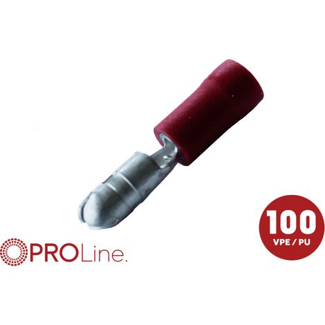 ACV 340025-1-0-p Cosse cylindrique mâle Ø de la broche: 4.0 mm entièrement isolé rouge 1 pc(s) Piece