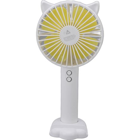 Tragbarer, wiederaufladbarer USB-Ventilator, niedlich, 3 Geschwindigkeitsstufen, aus ABS und PC, batteriebetrieben, ideal für Reisen (weiß). (1/5)
