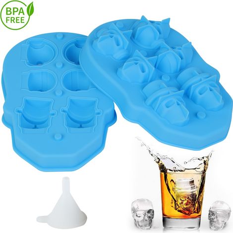 Moules à glaçons 3D en forme de crâne, bac à glaçons Ejoyous en silicone alimentaire flexible (1/5)
