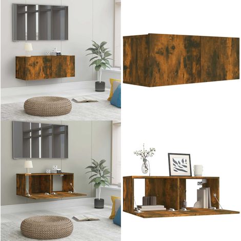 TV-Schrank Räuchereiche 80x30x30 cm Holzwerkstoff - TV Schrank - Holzmöbel - Fernsehtisch - Regal - Wohnzimmer Dekoration - Home & Living