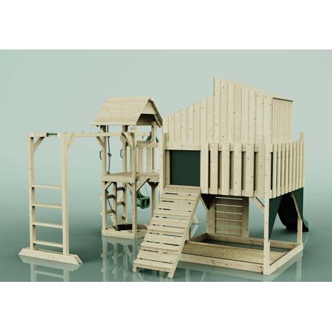 Polarplay Spielturm Liv aus Holz in GrünBabyschaukel (1/4)