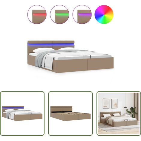 LED-Bett - Stauraumbett mit LED Cappuccino-Braun Kunstleder 160×200cm (1/5)