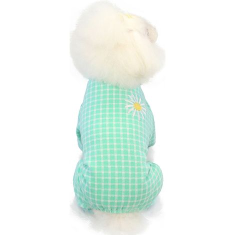 1 pyjama pour chien, motif carreaux, coton doux, fermeture à pression, usage intérieur/extérieur (1/5)