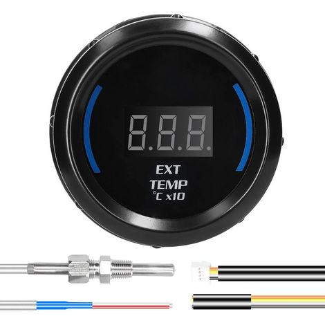 Jauge de température des gaz d'échappement numérique à LED, grand écran à caractères, fonction alarme, compteur EGT 52 mm (2 pouces) pour voiture, camion, moto, sensible (1/5)