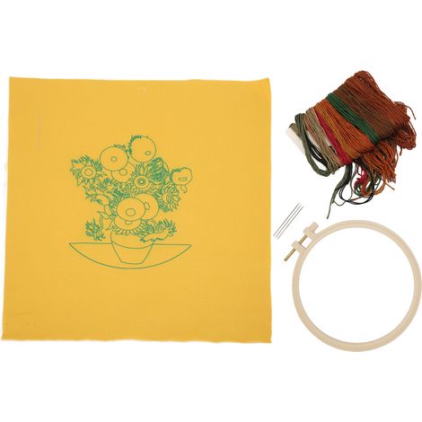 Embroidery Starters Kit DIY Beautiful Appearance Needlework Supplies for Home DecorationSunflower (1/5)
