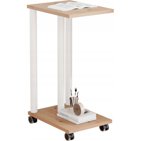 Table d'appoint sur roulettes - table d'appoint mobile pour salon de style loft (1/5)