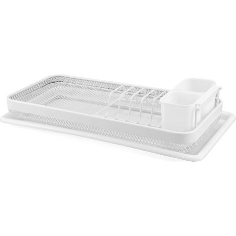Scolapiatti e Posate in Metallo Colore Bianco per Cucina 47 x 11 x 21 cm