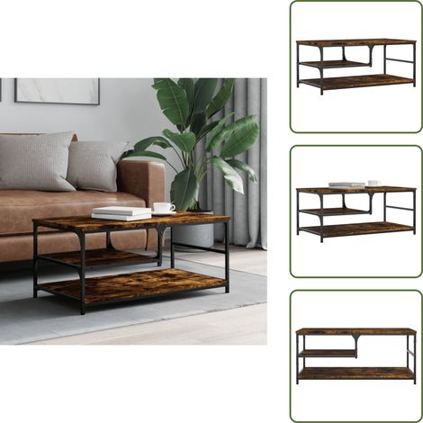 Table basse chêne fumé 90x49x40 cm bois d'ingénierie - Table Basse - Meuble Salon - Table D'appoint - Table Côté Canapé - Design Moderne (1/5)