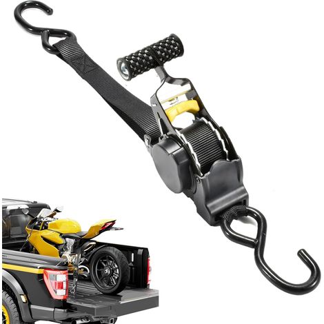 Sangles De Fixation pour Remorques Automobiles Et Utilitaires - Sangles d'Arrimage à Cliquet Auto-Rétractables Haute Résistance - Accessoires en Sangle Automobile pour Motos, équipement de (1/5)