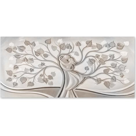 Lupia - Quadro moderno su Tela Canvas DEEP 65x143 cm ALBERO ABBRACCIO MIX, Tela Cotone, Stampa, Made in Italy, Telaio in Legno, amore e famiglia, casa soggiorno capezzale camera da letto hotel ufficio (1/4)