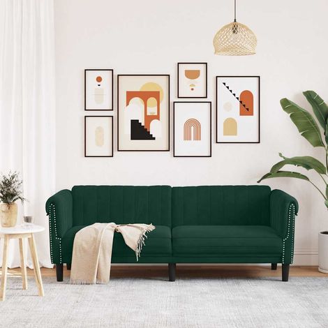 Sofa 3-Sitzer Dunkelgrün Samt