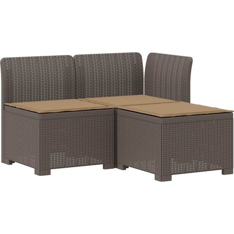 Maison Exclusive - 3-Sitzer Garten Sofa mit Kissen Rattan-Look PP (1/5)