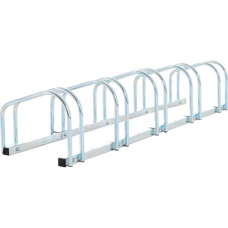 HOMCOM Aparcamiento para 5 Bicicletas Soporte de Acero para Aparcar Bicicletas en el Suelo o Pared Estacionamiento para Interior Exterior 145x33x27 cm (1/5)