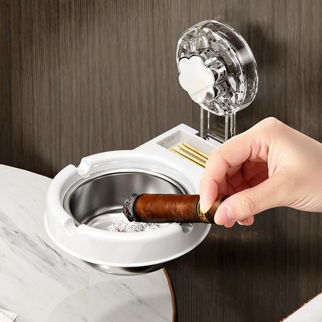 Posacenere da parete, non è necessaria la foratura - Set da 2, posacenere in acciaio inox per il bagno-lsw (1/4)
