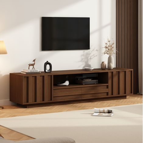 Meuble TV avec rangement 180x40x45 cm MDF couleur noyer, pour écran jusqu’à 75 pouces - CHICFURN (1/5)