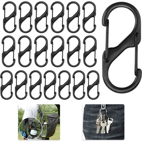 [NIEMALS VERWENDET] Karabiner, kleiner Karabiner, 30 Stück Mini-Karabiner, S-Karabiner, Schlüsselring-Clips mit Doppelfeder, S-förmige Karabiner aus Aluminiumlegierung, wasserdicht, leicht, Schlüssela (1/4)