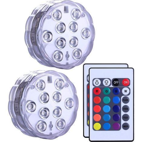 Wasserdichte LED-Unterwasserleuchten für Whirlpools, Spas, Teiche, LED-Unterwasserleuchten mit 2 Fernbedienungen für Vasenfüße, Aquarien, Partys, Halloween und Heimdekorationen (1/5)