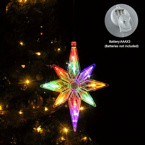 2 guirlandes lumineuses à ventouses avec projecteur d'étoiles - à piles - à suspendre au plafond/au mur/à la fenêtre avec une lumière blanche chaude, en plastique (1/5)