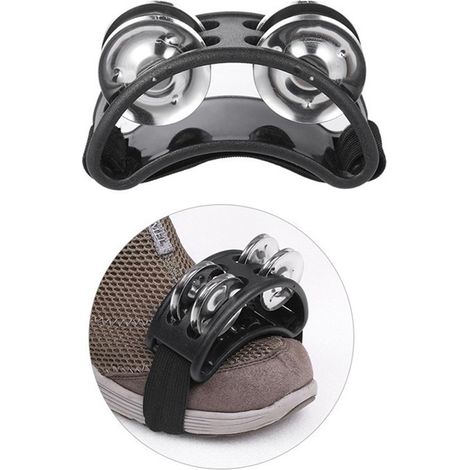 Dieses 2-teilige Set fußbetriebener Tamburine verfügt über zweireihige Glöckchen und Rasseln und eignet sich zur Begleitung afrikanischer Trommeln und Cajon-Trommeln sowie als Instrument für den Orff- (1/3)