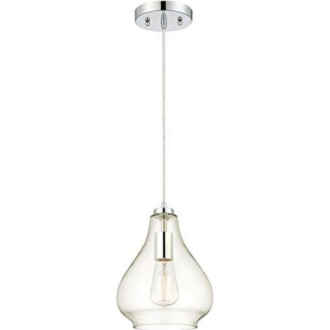 Suspension à une ampoule Chrome / Verre transparent (1/4)