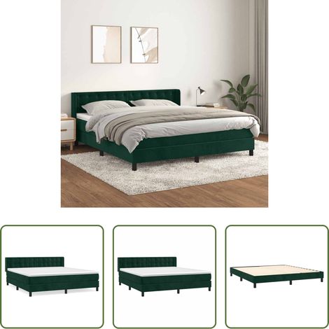 Matelas à ressorts ensachés - Sommier à lattes de lit et matelas Vert foncé 160x200cm Velours (1/5)