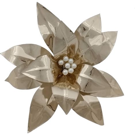 Fiore decorativo natalizio lucido color oro per decorazioni e composizioni h 50 cm (1/2)