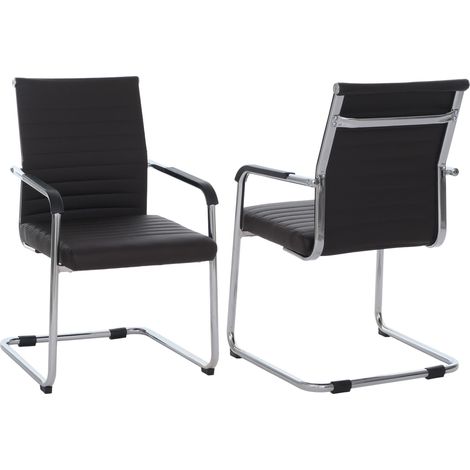 2er-Set Besucherstuhl HHG-938, Konferenzstuhl Freischwinger, Metall Kunstleder 280 g/m² dunkelbraun (1/5)