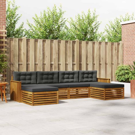 Sofagarnituren 6 pcs Natur und Anthrazit Massivholz Akazie